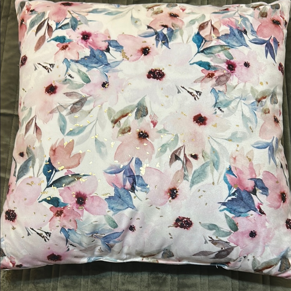 Floral Watercolor Throw Pillow